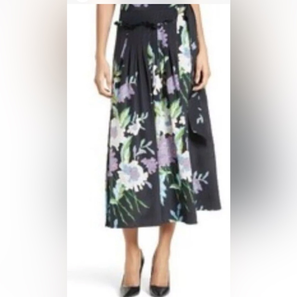 Diane Von Furstenberg Silk Midi Skirt Floral Wrap Belt Pockets Designer Spring 6